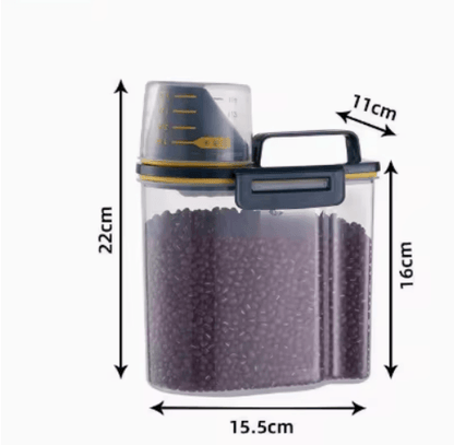 1pc Rice And Grains Food Storage Canister With Measuring Cup Kitchen Moisture Proof And Insect Proo 3