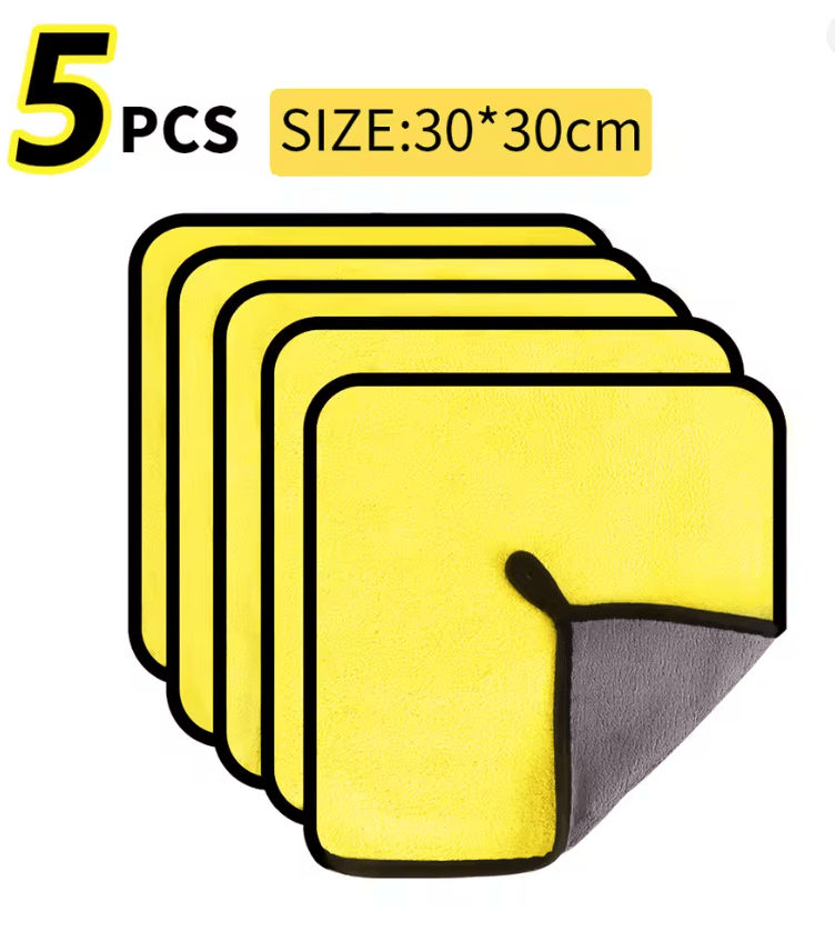3 5 10Pcs Car Wash Microfiber Towel 30x30 60CM Car Cleaning Drying Cloth Hemming Car Care Cloth Det