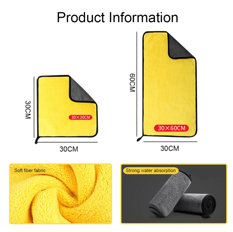 3 5 10Pcs Car Wash Microfiber Towel 30x30 60CM Car Cleaning Drying Cloth Hemming Car Care Cloth Det