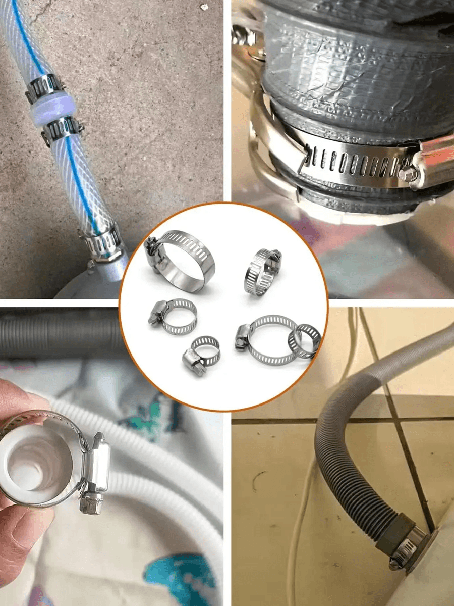40 Piece Stainless Steel Hose Clamp Set  Adjustable American Style Pipe Clamps For Leak Prevention  2