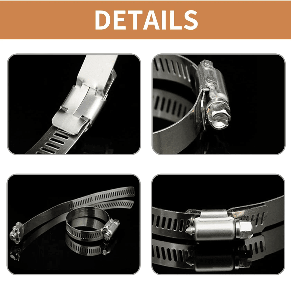 40 Piece Stainless Steel Hose Clamp Set  Adjustable American Style Pipe Clamps For Leak Prevention  3