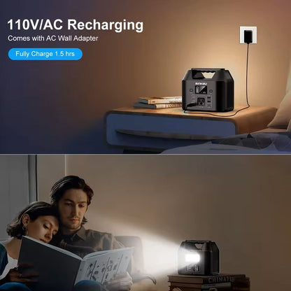 150W Portable Power Station With AC Outlet And LED Flashlight 2