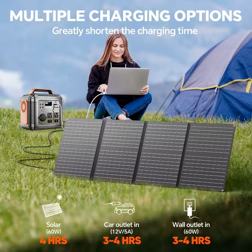 300W Portable Power Station With Solar Panel And LED Light  296Wh Backup Power 3