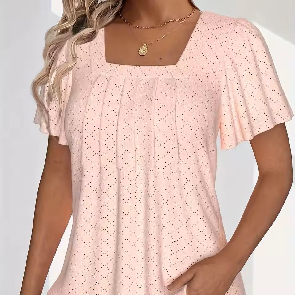 Plus Size Hollow Sleeve Blouse  Elegant Ruffle Top For Office  Spring Wear 1