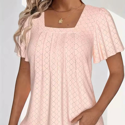 Plus Size Hollow Sleeve Blouse  Elegant Ruffle Top For Office  Spring Wear 1