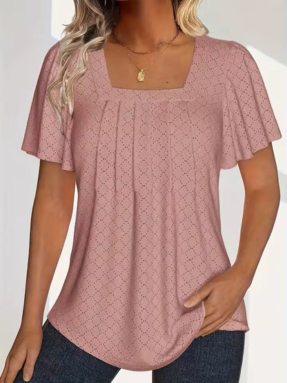 Plus Size Hollow Sleeve Blouse  Elegant Ruffle Top For Office  Spring Wear 10