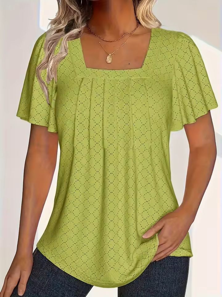 Plus Size Hollow Sleeve Blouse  Elegant Ruffle Top For Office  Spring Wear 12