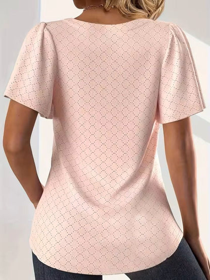 Plus Size Hollow Sleeve Blouse  Elegant Ruffle Top For Office  Spring Wear 2