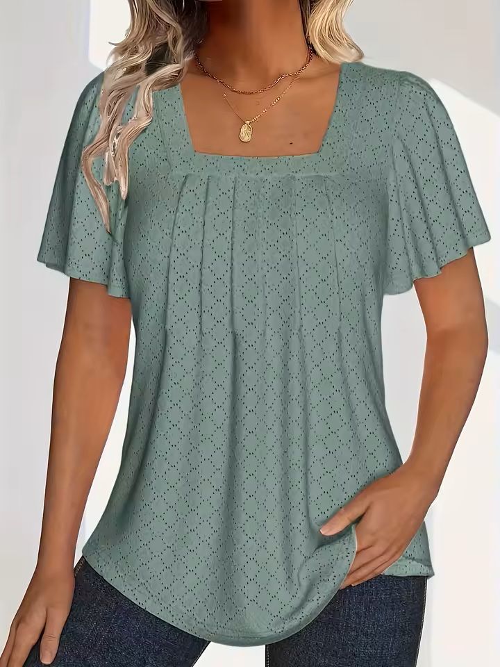 Plus Size Hollow Sleeve Blouse  Elegant Ruffle Top For Office  Spring Wear 5