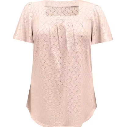 Plus Size Hollow Sleeve Blouse  Elegant Ruffle Top For Office  Spring Wear 7
