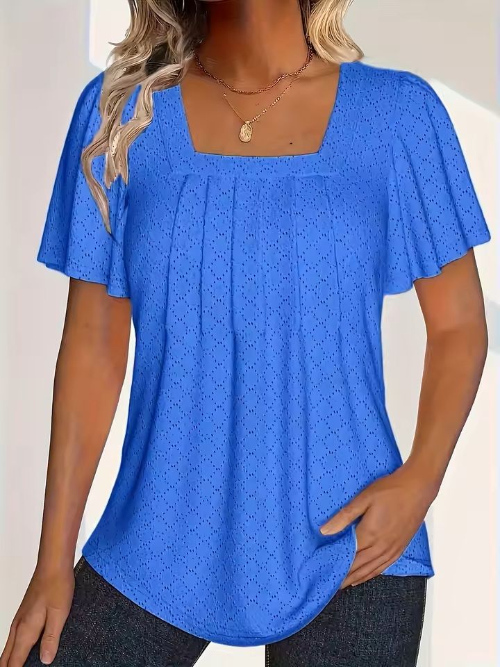 Plus Size Hollow Sleeve Blouse  Elegant Ruffle Top For Office  Spring Wear 8