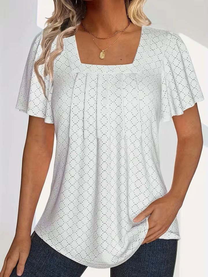 Plus Size Hollow Sleeve Blouse  Elegant Ruffle Top For Office  Spring Wear 9