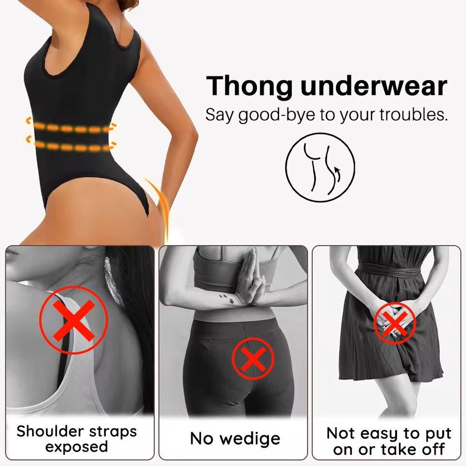 Seamless Sculpting Thong Bodysuit  Slimming Shaper With Wide Straps 3
