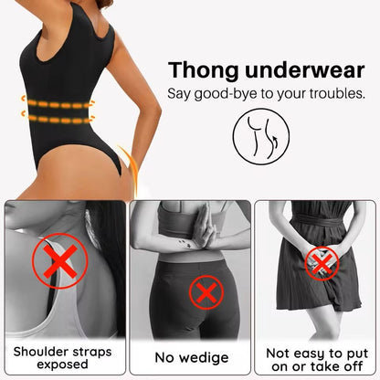 Seamless Sculpting Thong Bodysuit  Slimming Shaper With Wide Straps 3