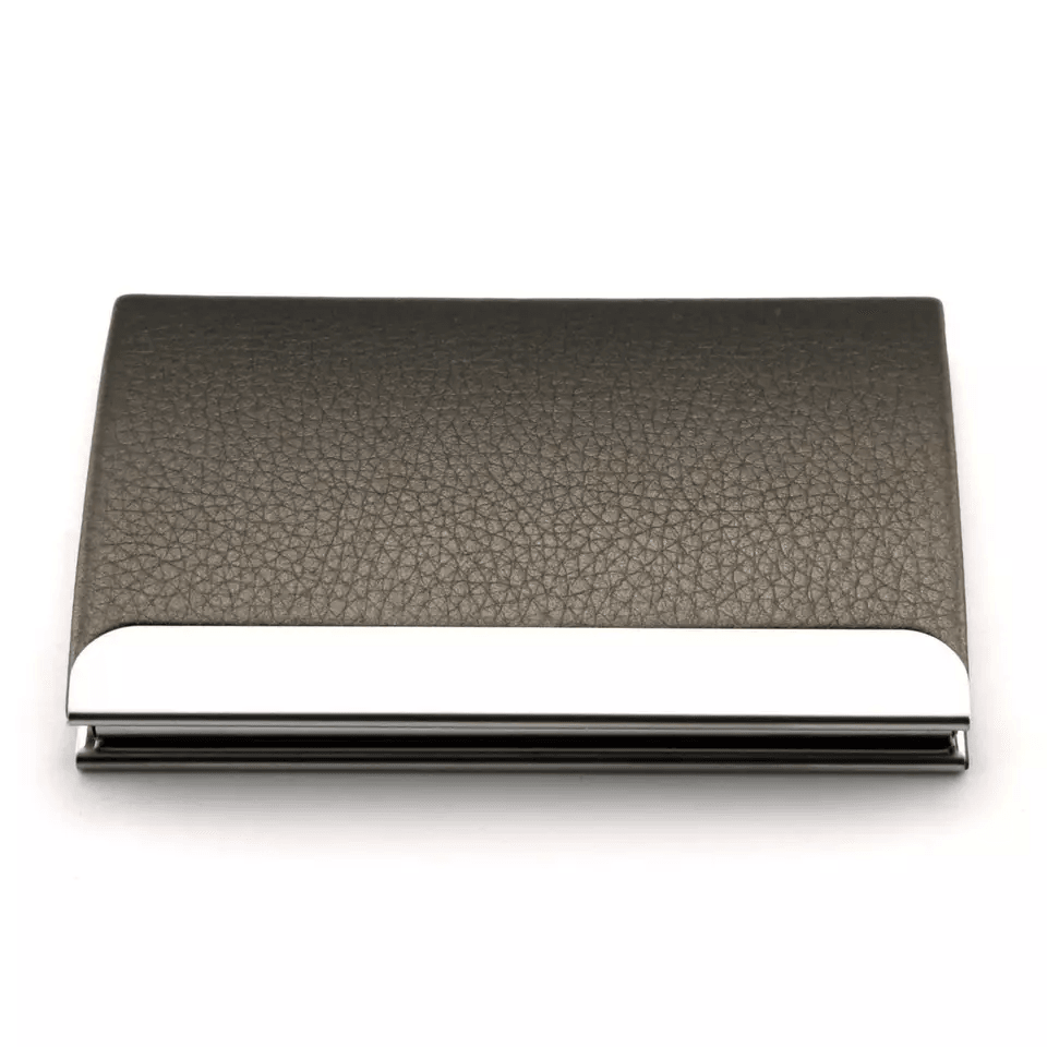 PU Leather Metal Business Card Holder Slim Pocket Credit  ID Case For Modern Profession 1