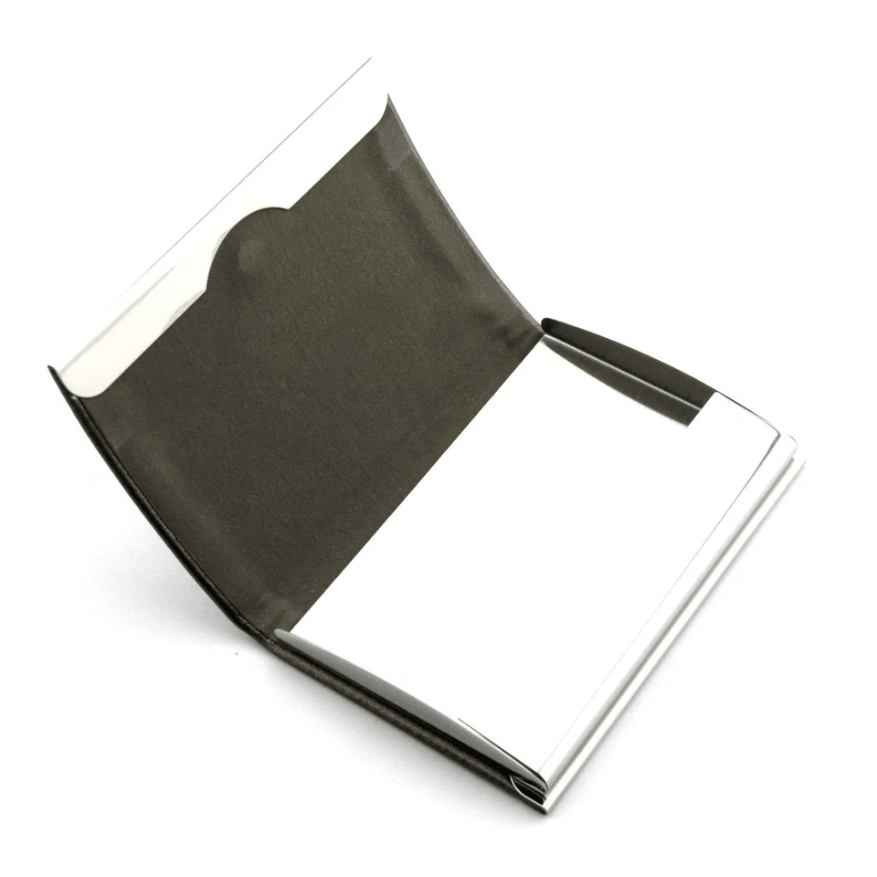 PU Leather Metal Business Card Holder Slim Pocket Credit  ID Case For Modern Profession 2