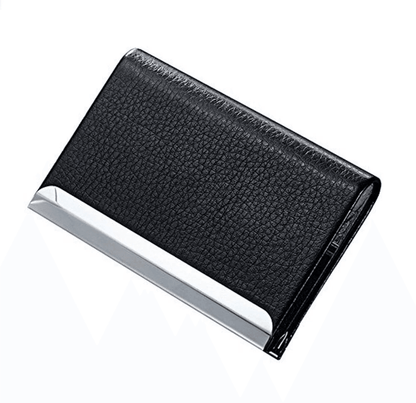 PU Leather Metal Business Card Holder, Slim Pocket Credit & ID Case For Modern Profession