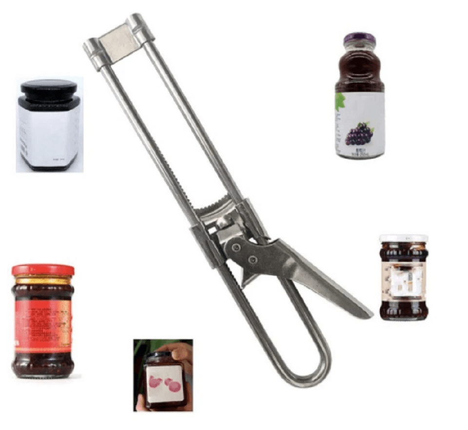 Stainless Steel Can Opener, Multifunction Adjustable Jar Lid Gripper Kitchen Tool, Ergonomic, Durable & Space Saving