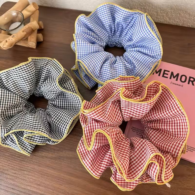 Retro Colorful Ruffle Hair Scrunchies  Sweet Headbands  Rubber Bands Set 1