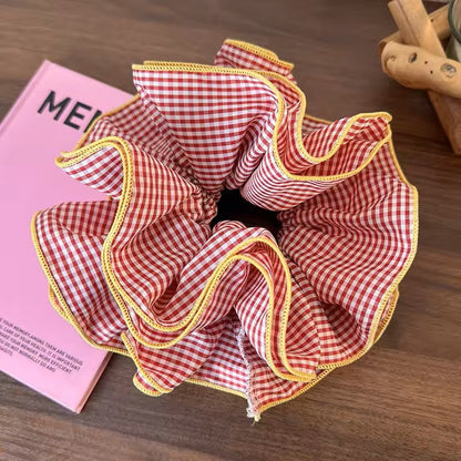 Retro Colorful Ruffle Hair Scrunchies  Sweet Headbands  Rubber Bands Set 2