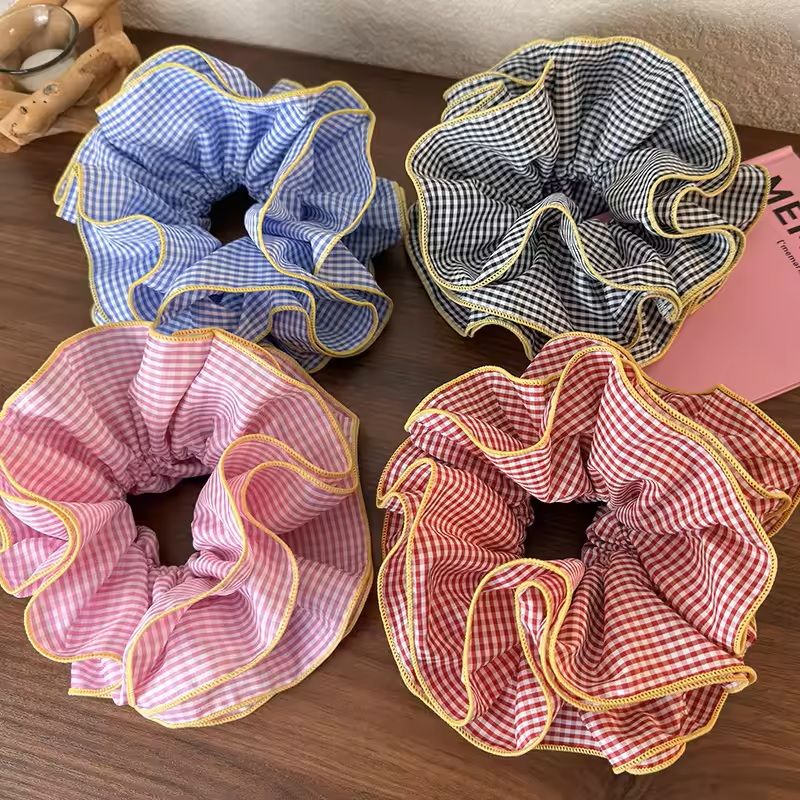 Retro Colorful Ruffle Hair Scrunchies – Sweet Headbands & Rubber Bands Set