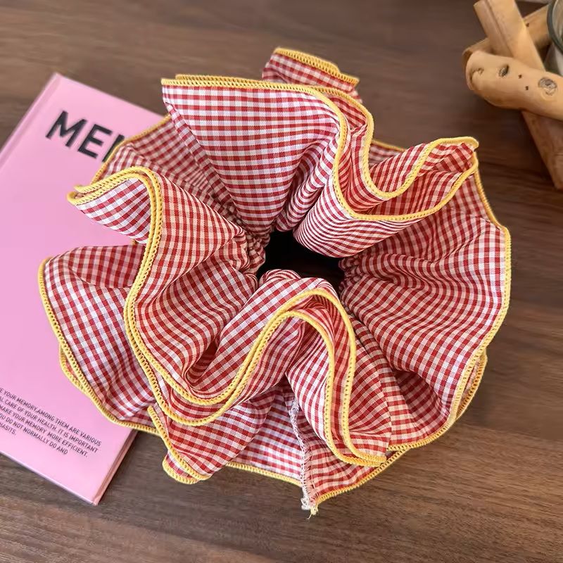 Retro Colorful Ruffle Hair Scrunchies  Sweet Headbands  Rubber Bands Set 4