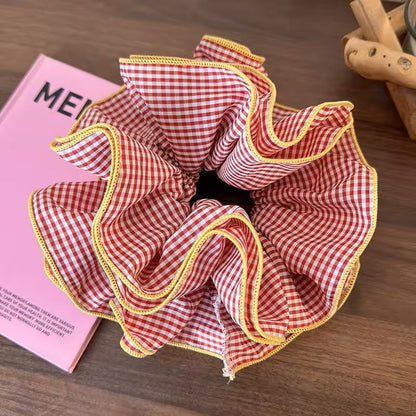 Retro Colorful Ruffle Hair Scrunchies  Sweet Headbands  Rubber Bands Set 4