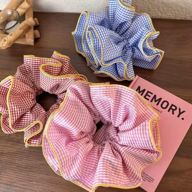 Retro Colorful Ruffle Hair Scrunchies  Sweet Headbands  Rubber Bands Set 6