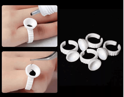 Bulk Disposable Glue Holder Rings, Pigment Cups, One Size Fits All Lash & Tattoo Artist Kit