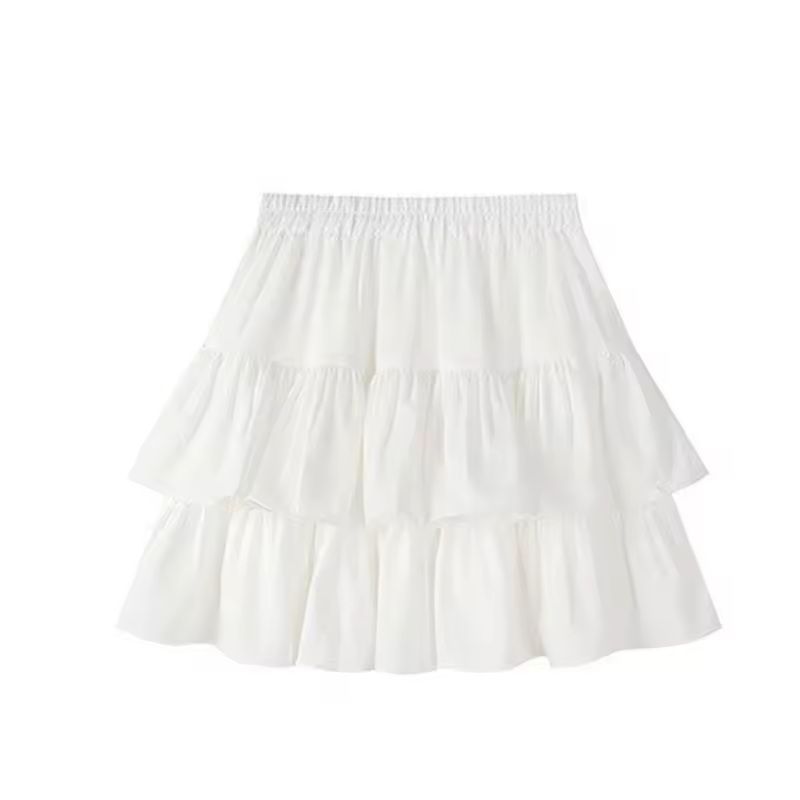 Pleated Ruffle ALine Skirt  White Tiered Summer Mini Skirt For Women 7