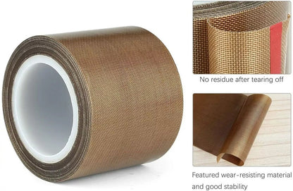 33ft Teflon Tape PTFE 180um Thick High-Temp Fiberglass Adhesive Tape for 70-260C Heat Resistance