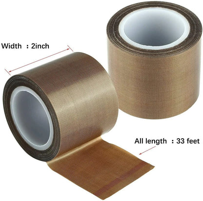 33ft Teflon Tape PTFE 180um Thick HighTemp Fiberglass Adhesive Tape For 70260C Heat Resistance 2