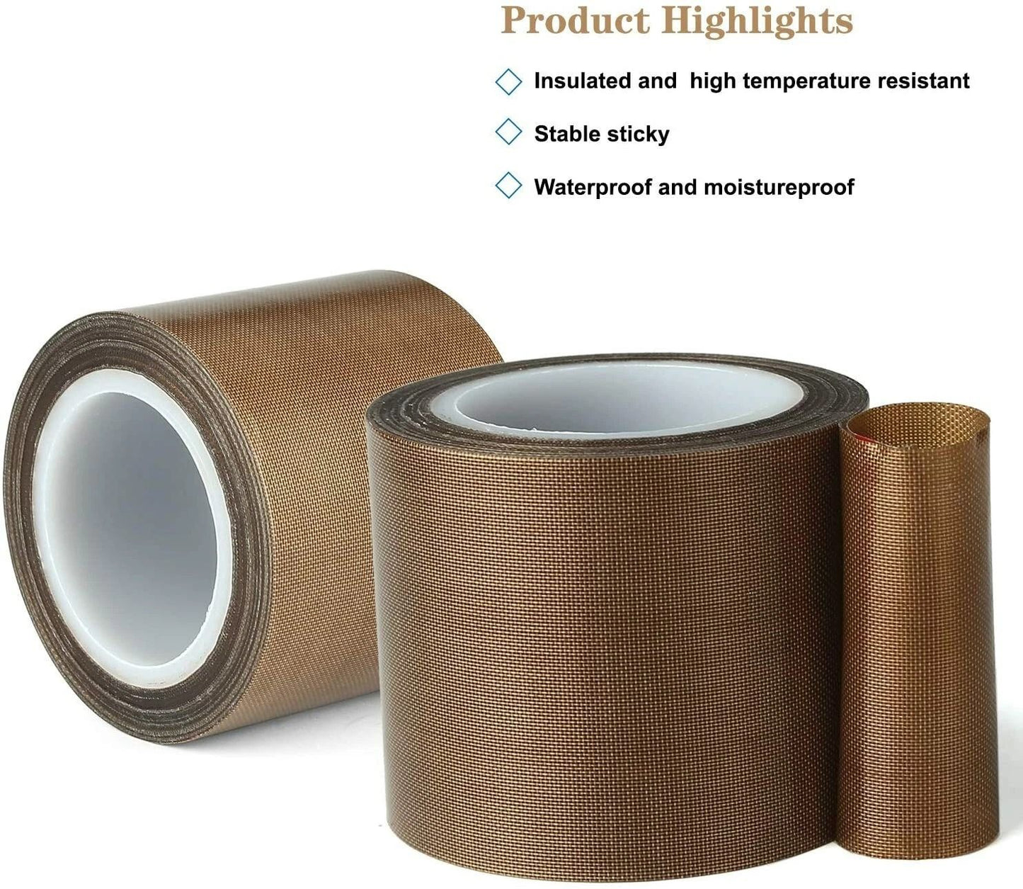 33ft Teflon Tape PTFE 180um Thick HighTemp Fiberglass Adhesive Tape For 70260C Heat Resistance 6
