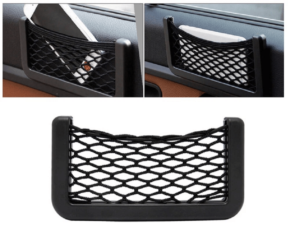 Universal Car Storage Net Pouch GPS  Phone Holder Organizer Bag Stretch Mesh Pocket For Headrest Or 2