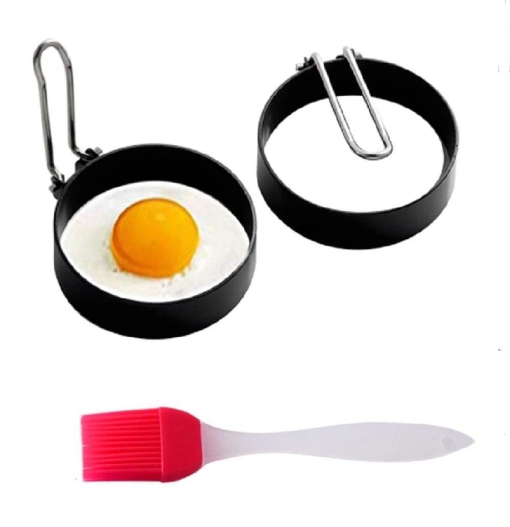 Non-Stick Pancake & Egg Ring Mold Set, 2-Piece Breakfast Cooking Tool for Fun Shapes