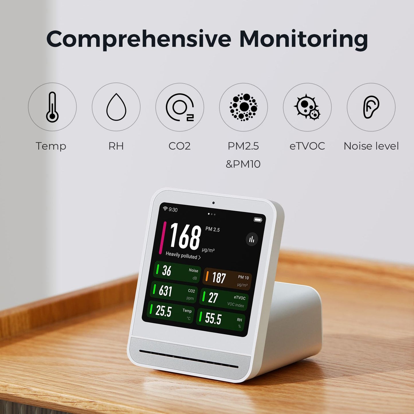 Qingping Air Detector Pro Smart Home Touch Screen Monitor For CO2 PM25 Temperature  Humidity 2
