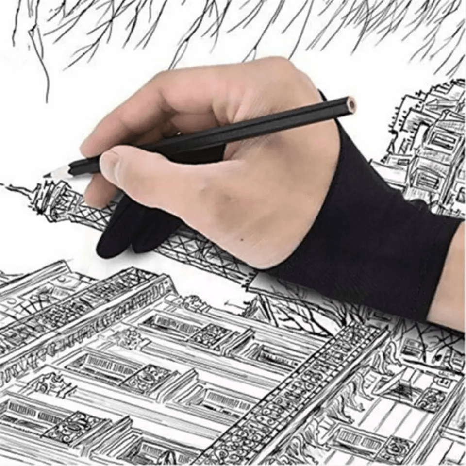 Premium Artist Two Finger Drawing Glove Anti Fouling Smudge Free Coverage For Graphic Tablets IPad  1