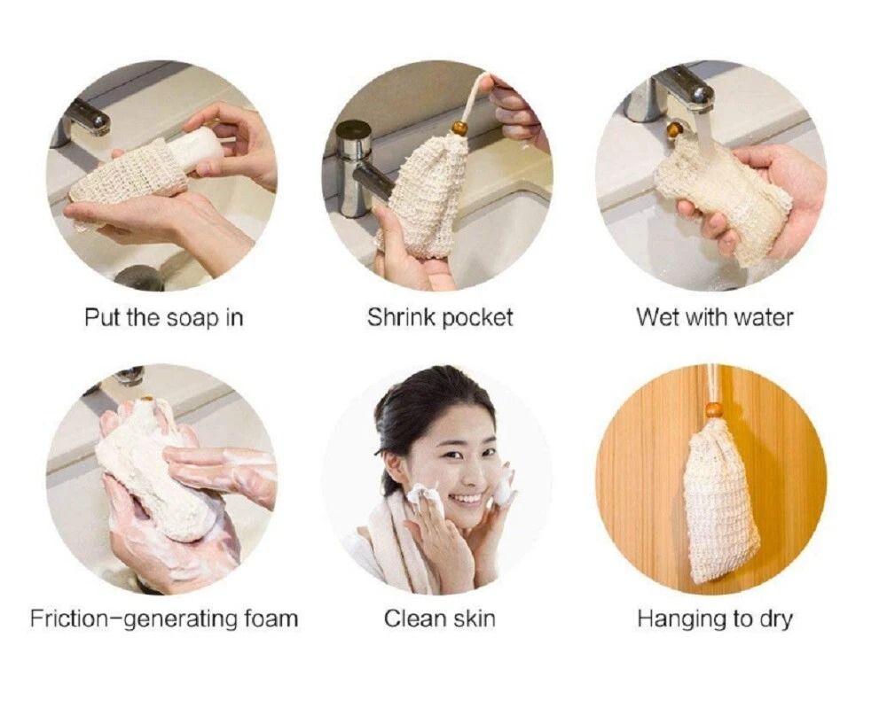 EcoFriendly Soap Savers 4Pack Natural Sisal Exfoliating Bags For Bath  Shower 5