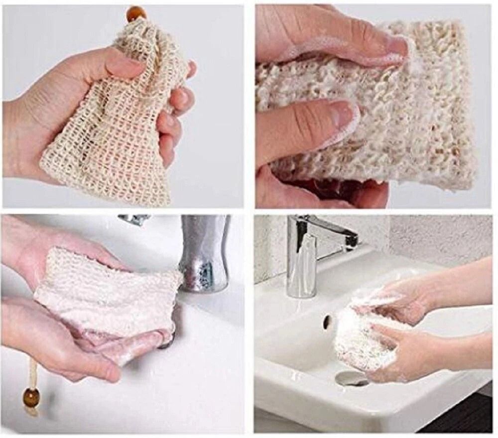 EcoFriendly Soap Savers 4Pack Natural Sisal Exfoliating Bags For Bath  Shower 6
