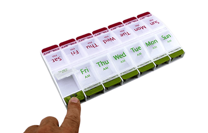 Jumbo Extra Large Pill Organizer Weekly Pill Box 2 Times A Day Medication Storage Case For Vitamins