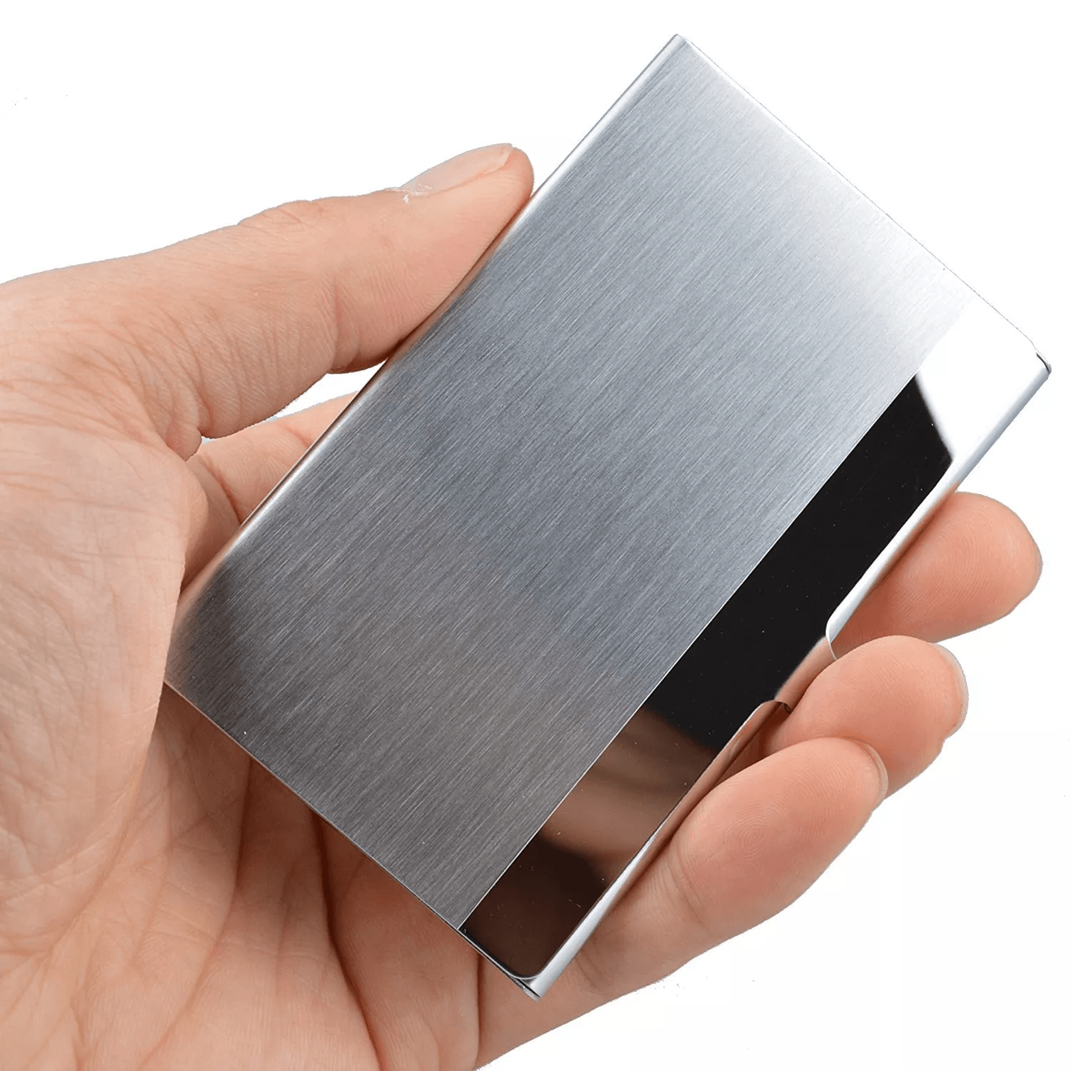 Stainless Steel Business Card Holder Case, Metal Pocket Wallet for ID, Credit, Debit Cards, Slim, Lightweight & Secure