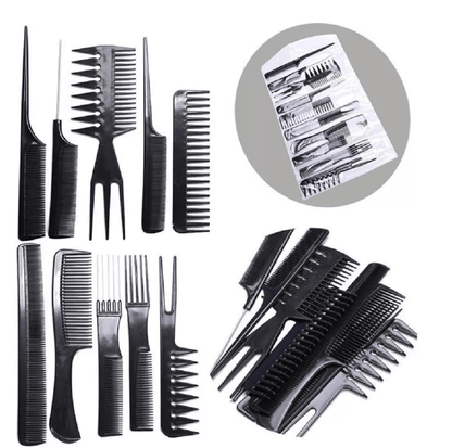 Black Salon Hair Styling Comb Kit, Professional Barber Tools & Hair Styling Essential