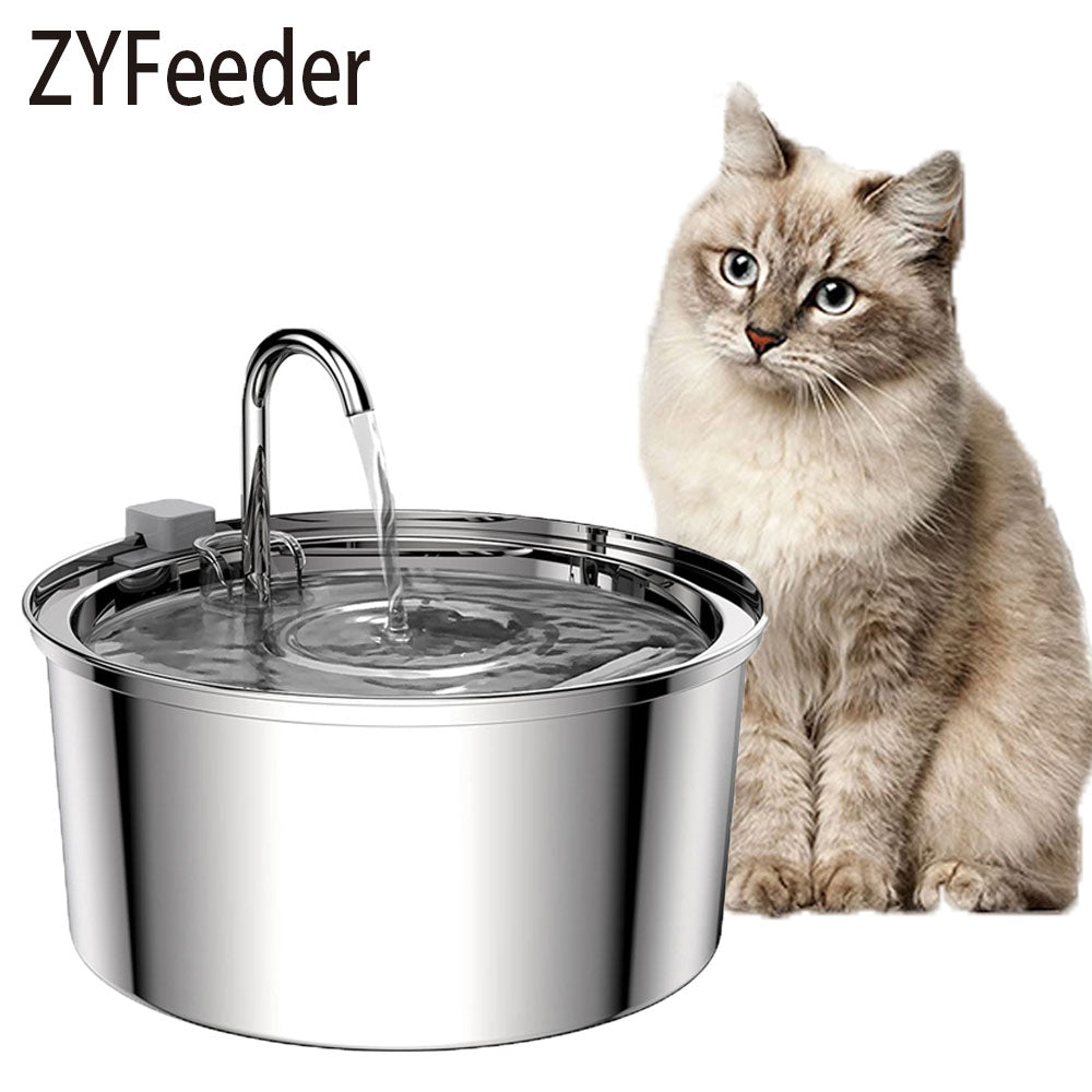 Stainless Steel Pet Water Fountain Automatic USB Cat  Dog Feeder With UltraQuiet Pump  Double Filtr 1