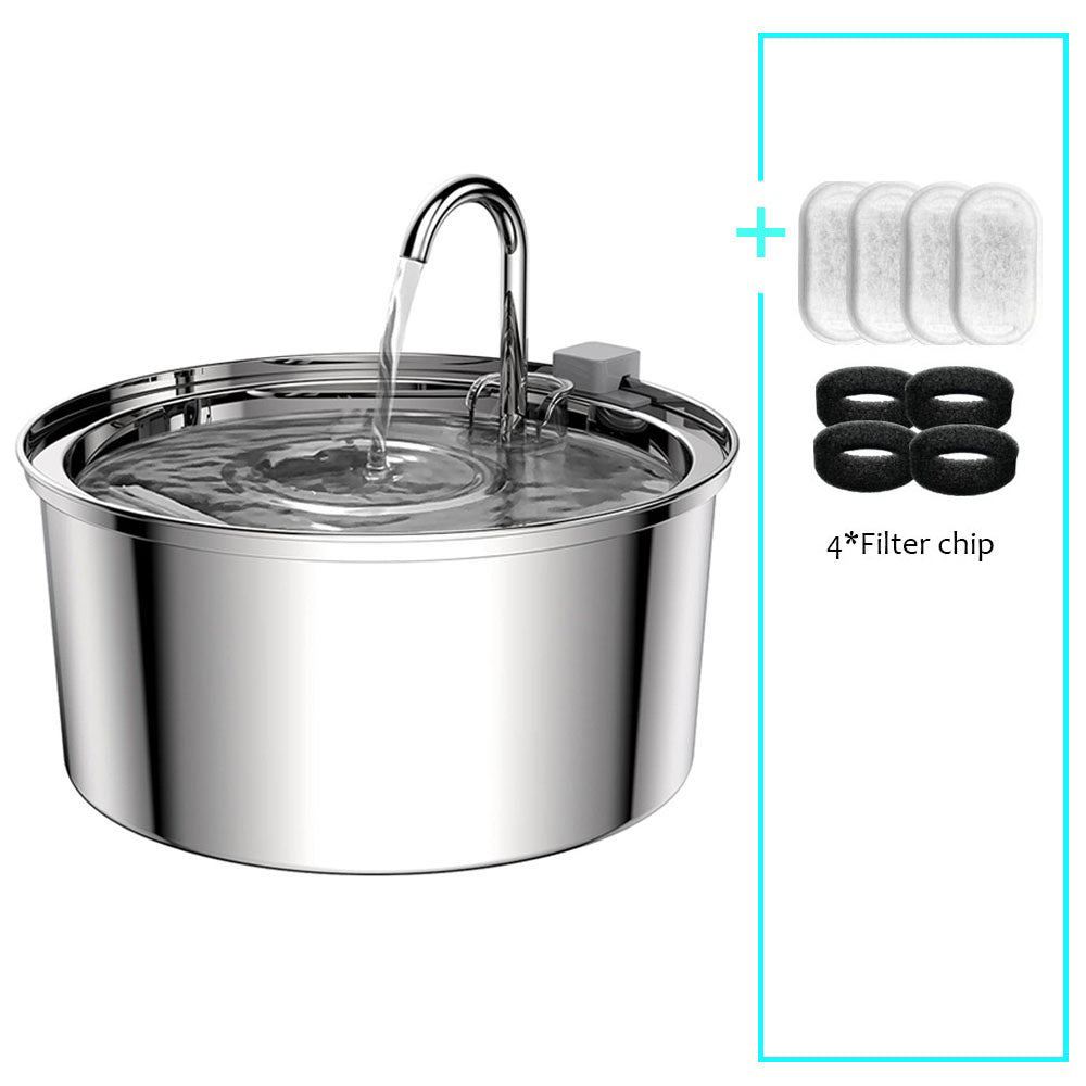Stainless Steel Pet Water Fountain Automatic USB Cat  Dog Feeder With UltraQuiet Pump  Double Filtr 7