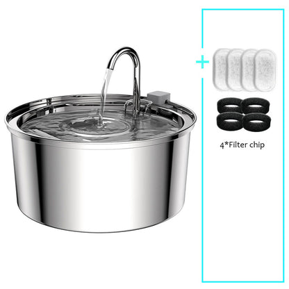 Stainless Steel Pet Water Fountain Automatic USB Cat  Dog Feeder With UltraQuiet Pump  Double Filtr 7
