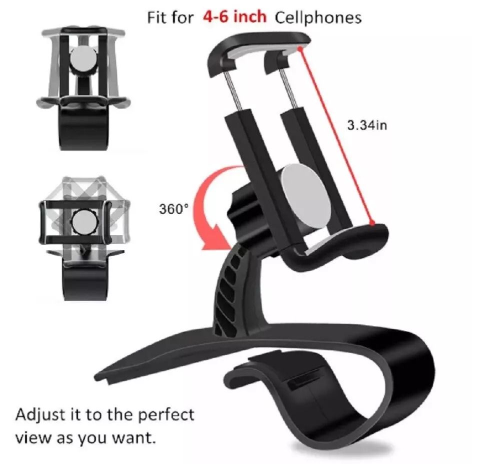 360 Universal Car Phone Mount Adjustable Dashboard Stand For GPS  Smartphones  HandsFree Driving 4