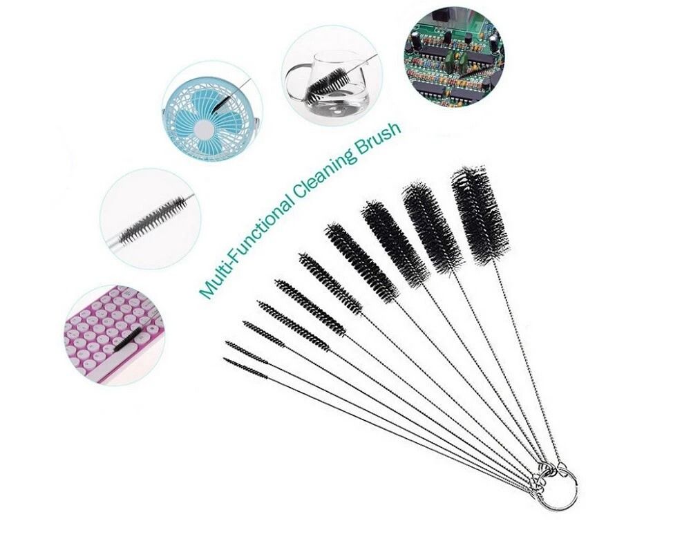10Pack Nylon Straw Cleaning Brushes  Stainless Steel Wire Drink Pipe Cleaner Kit For Reusable Straw 2