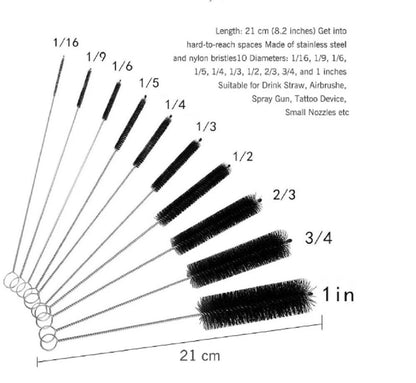 10Pack Nylon Straw Cleaning Brushes  Stainless Steel Wire Drink Pipe Cleaner Kit For Reusable Straw 5