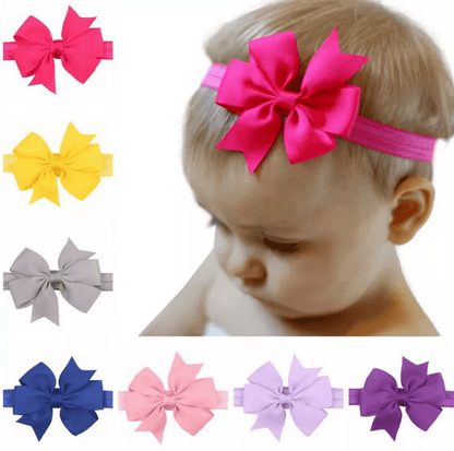 Newborn Baby Girl Headbands, Soft Elastic Nylon Infant Toddler Bow Hair Band Set