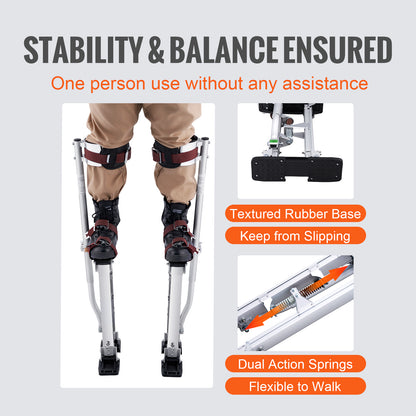 Adjustable Aluminum Tool Stilts with Protective Knee Pads, Heavy-Duty Non-Slip Work Stilts for Home